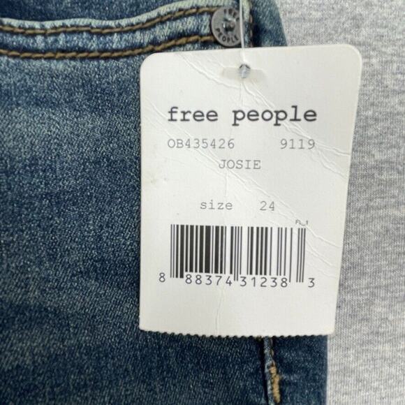 Free People Jeans Womens 24 Blue Denim Josie Distressed Skinny Low Rise NEW - Picture 3 of 12